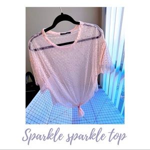 Sheer pink sparkle blouse 💖